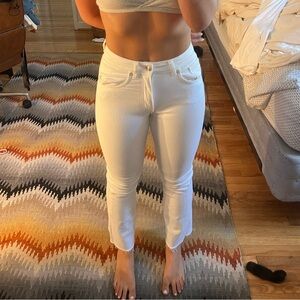 Cropped white jeans